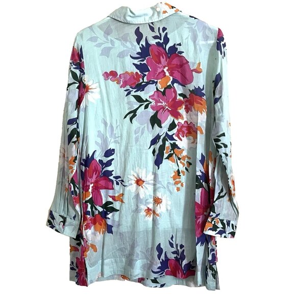 Soft Surroundings 2-piece Tunic Top Shirt Medium Petite Floral Button Front NEW - Picture 2 of 13